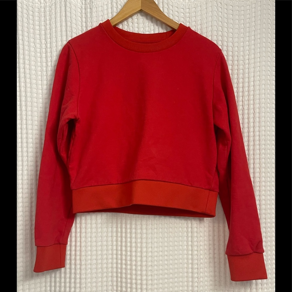 Red Talula Cotton Cropped Crewneck Sweater